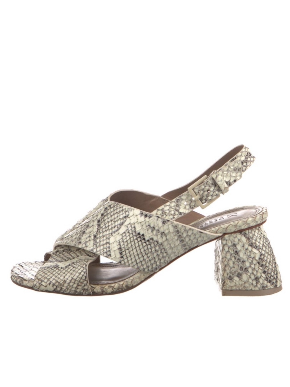Mercedes Castillo Hae Leather Snakeskin Sculpted Block Heel Sandal 8